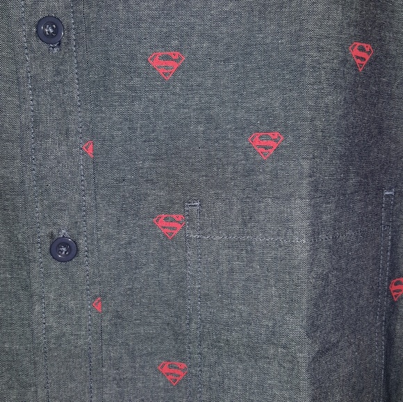 Superman Logo Button Up Shirt, New, DC Comics - Picture 6 of 7